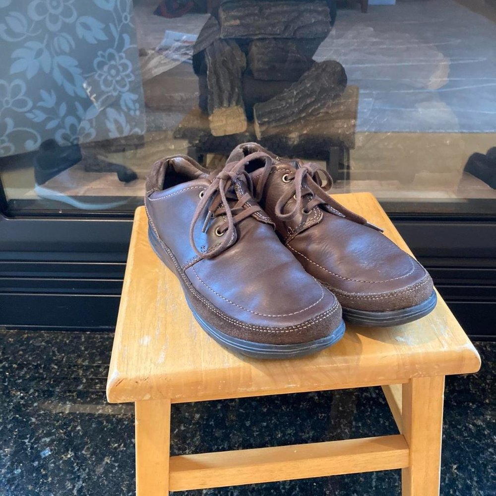 Abeo Shoes Mens sz 8 Carson Comfort Leather Lace Up Casual Oxford LCM1055 Brown